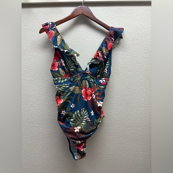 Cupshe Other - Women’s Floral Ruffled Lace Up One Piece Swimsuit-Cupshe